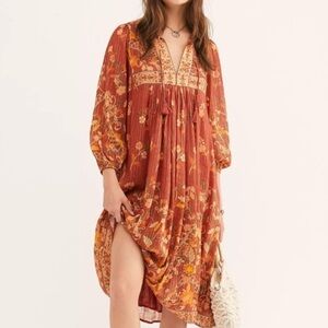 🔥TEMP PRICE DROP🔥 Spell Hendrix midi dress in Rust Size XL